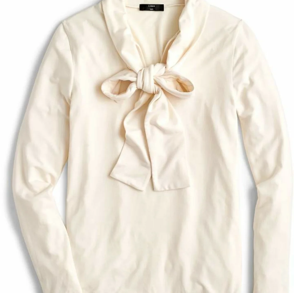 J. Crew Drapey Tie-Neck Top in Ivory S - Picture 1 of 5